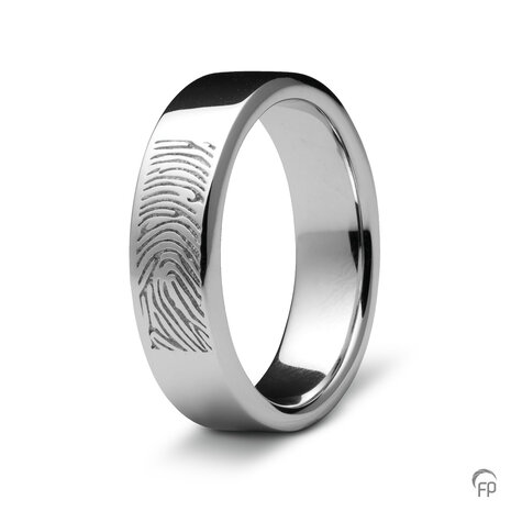Zilveren ring glanzend Atlantis Memorials  met vingerafdruk 8 mm | fp-RF 02.8