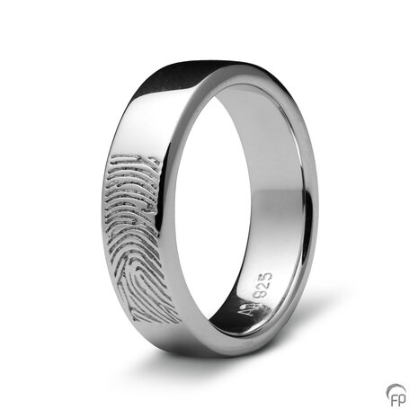 Zilveren ring glanzend Atlantis Memorials  met vingerafdruk 6 mm | fp-RF 03.6