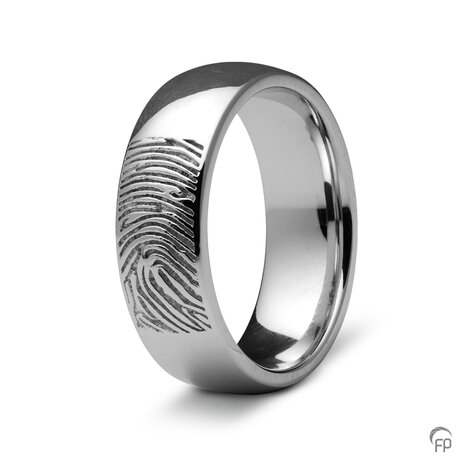 Zilveren ring glanzend Atlantis Memorials  met vingerafdruk 7 mm | fp-RF 04.7