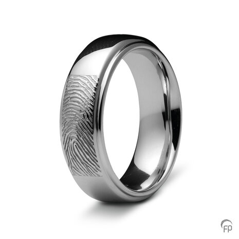 Zilveren ring glanzend Atlantis Memorials  met vingerafdruk 6 mm | fp-RF 05.6