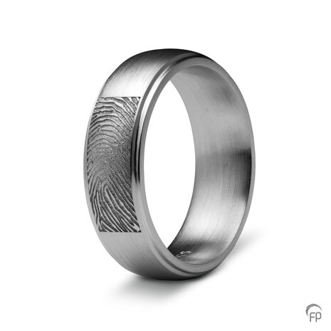 Zilveren ring mat Atlantis Memorials  met vingerafdruk 6 mm | fp-RF 05.6M