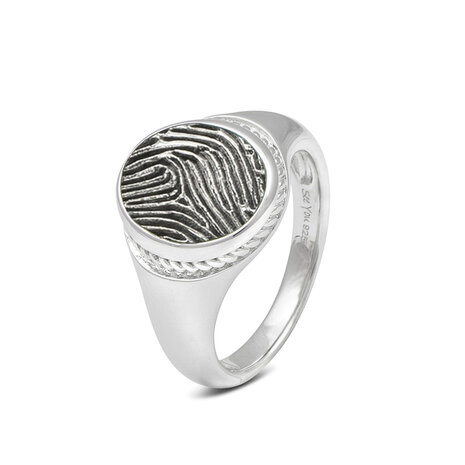 Ovale ring van zilver met vingerafdruk Twist | sy-450 S