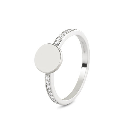 Ring met Zirkonia en ronde schijf voor gravure | sy-457 S