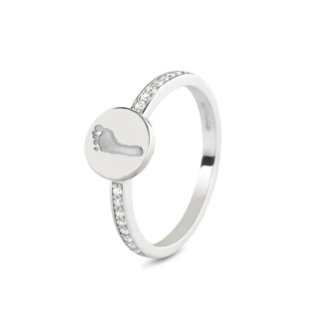 Ring met Zirkonia en ronde schijf voor gravure | sy-457 S