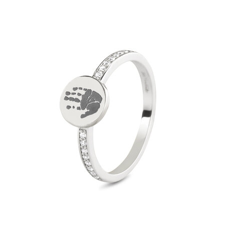 Ring met Zirkonia en ronde schijf voor gravure | sy-457 S