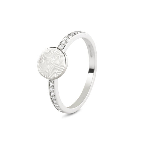 Ring met Zirkonia en ronde schijf voor gravure | sy-457 S