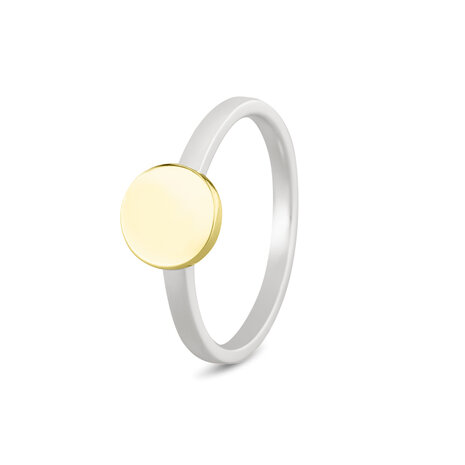 Ring bicolour met ronde schijf voor gravure | sy-458 SY