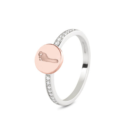Ring bicolour met Zirkonia en ronde schijf voor gravure | sy-459 SY