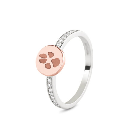 Ring bicolour met Zirkonia en ronde schijf voor gravure | sy-459 SY