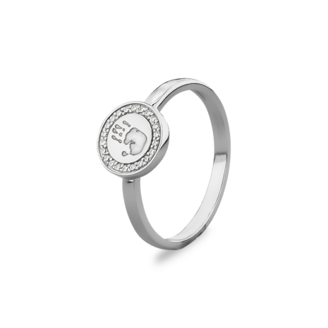 Zilveren ronde kleine zegelring voor gravure met Zirkonia | sy-470 S