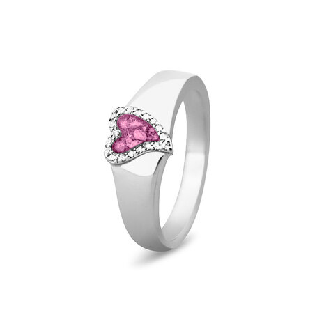 Zilveren gladde as ring met hart en Zirkonia | sy-RG 005