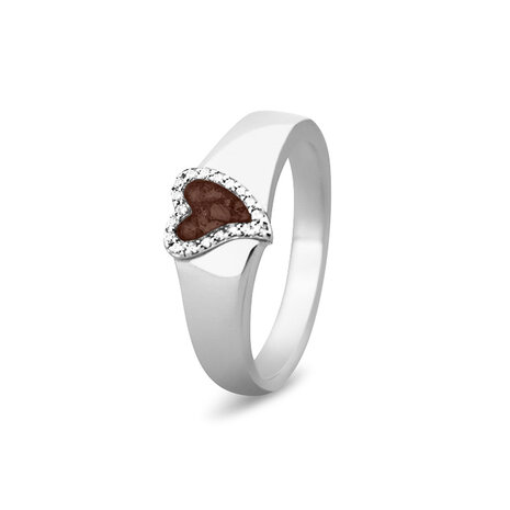 Zilveren gladde as ring met hart en Zirkonia | sy-RG 005