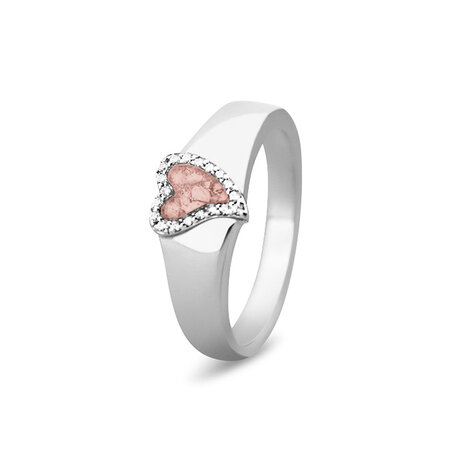 Zilveren gladde as ring met hart en Zirkonia | sy-RG 005