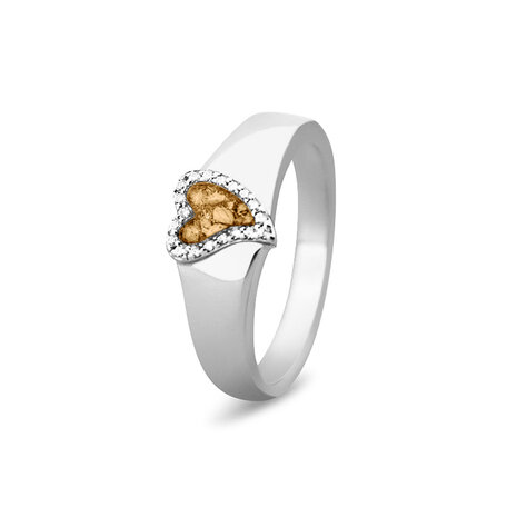 Zilveren gladde as ring met hart en Zirkonia | sy-RG 005