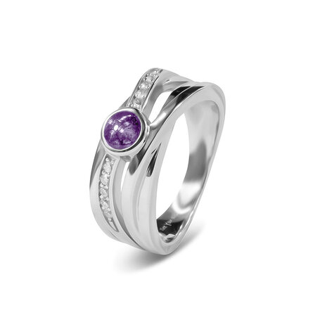 Zilveren bredere as ring met Zirkonia  Cross-Over| sy-RG 007
