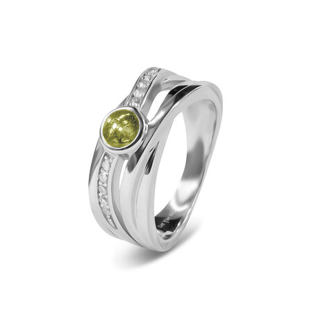 Zilveren bredere as ring met Zirkonia  Cross-Over| sy-RG 007