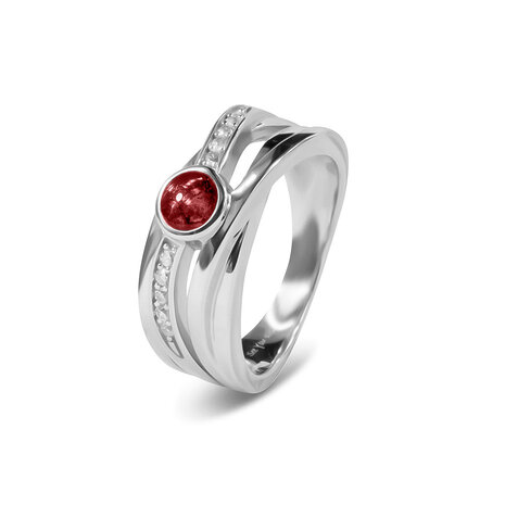 Zilveren bredere as ring met Zirkonia  Cross-Over| sy-RG 007