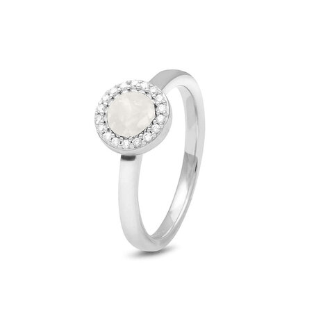 Zilveren gladde as ring rond met Zirkonia Stackable | sy-RG 010