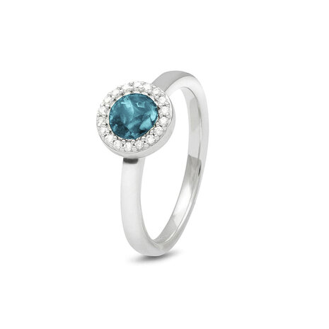 Zilveren gladde as ring rond met Zirkonia Stackable | sy-RG 010