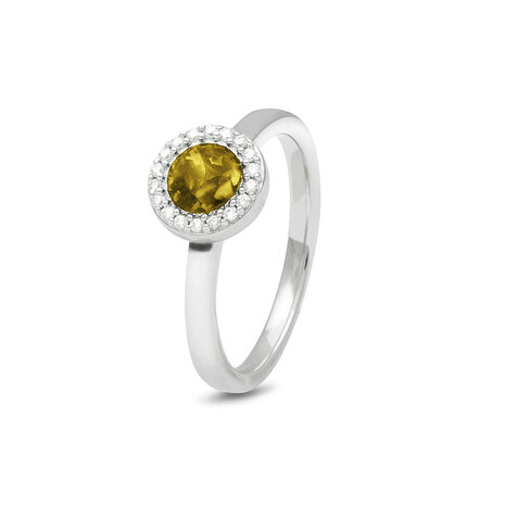 Zilveren gladde as ring rond met Zirkonia Stackable | sy-RG 010