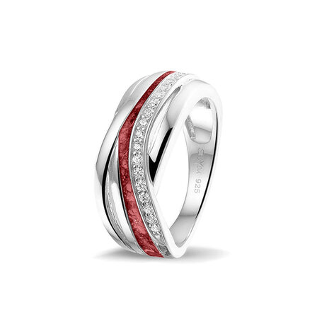Zilveren fantasie as ring cross &ndash; over met Zirkonia| sy-RG 013