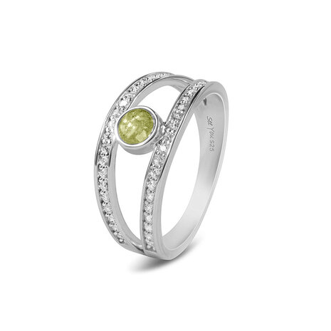 Zilveren dubbele as ring met Zirkonia| sy-RG 014
