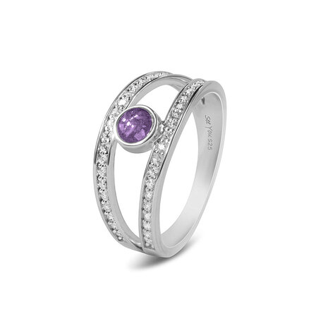 Zilveren dubbele as ring met Zirkonia| sy-RG 014