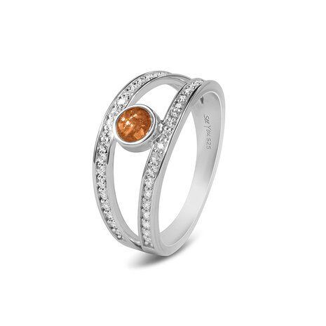 Zilveren dubbele as ring met Zirkonia| sy-RG 014