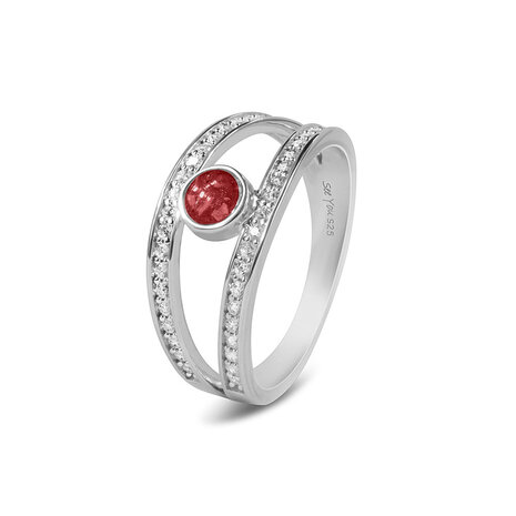 Zilveren dubbele as ring met Zirkonia| sy-RG 014