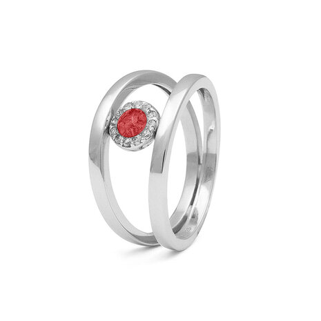 Zilveren gladde dubbele as ring met Zirkonia| sy-RG 015