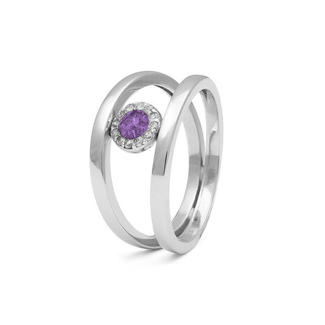 Zilveren gladde dubbele as ring met Zirkonia| sy-RG 015