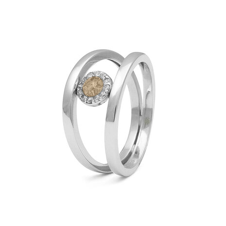 Zilveren gladde dubbele as ring met Zirkonia| sy-RG 015
