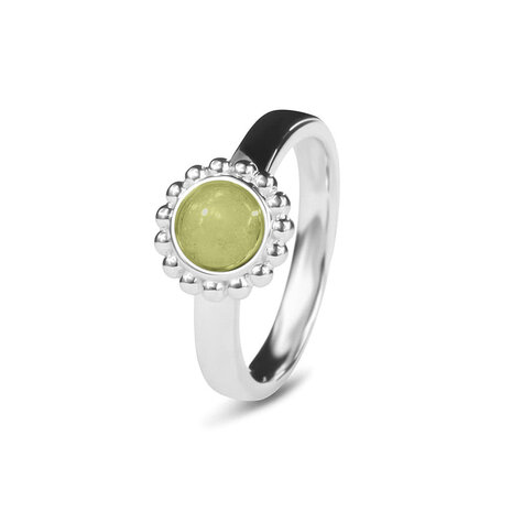 Zilveren as ring met parelrand  rond | sy-RG 018