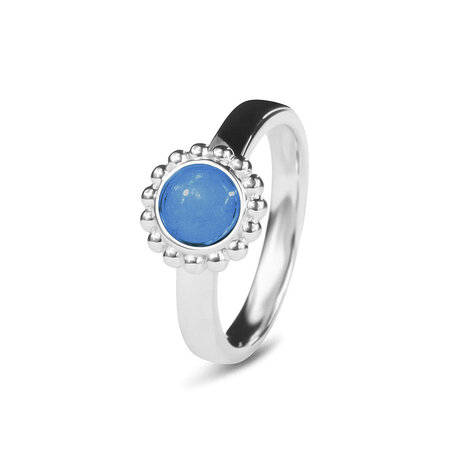 Zilveren as ring met parelrand  rond | sy-RG 018