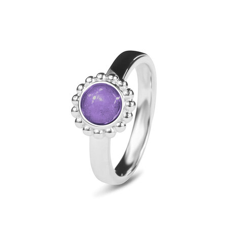 Zilveren as ring met parelrand  rond | sy-RG 018