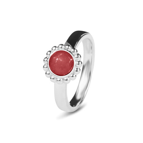 Zilveren as ring met parelrand  rond | sy-RG 018