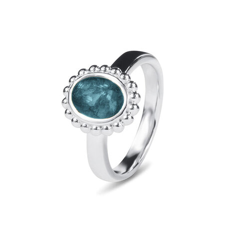 Zilveren as ring met parelrand  ovaal | sy-RG 019