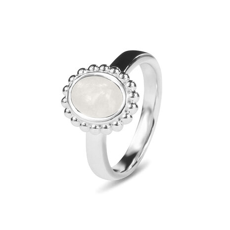 Zilveren as ring met parelrand  ovaal | sy-RG 019