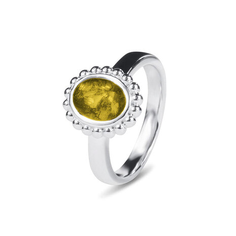 Zilveren as ring met parelrand  ovaal | sy-RG 019
