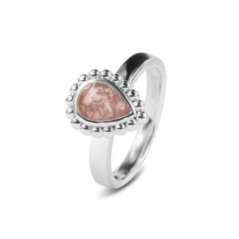 Zilveren as ring met parelrand traanmodel | sy-RG 020