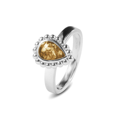 Zilveren as ring met parelrand traanmodel | sy-RG 020