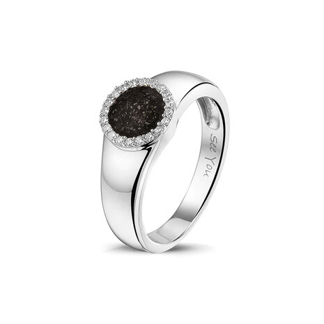 Zilveren as ring model cirkel met Zirkonial | sy-RG 021
