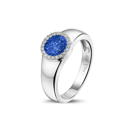 Zilveren as ring model cirkel met Zirkonial | sy-RG 021