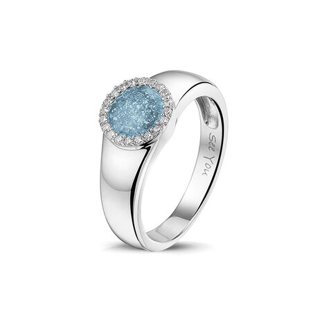 Zilveren as ring model cirkel met Zirkonial | sy-RG 021