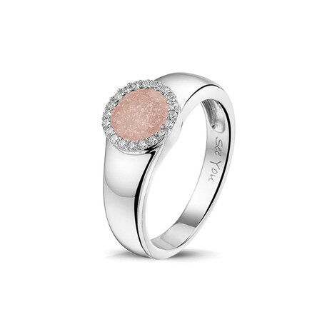 Zilveren as ring model cirkel met Zirkonial | sy-RG 021
