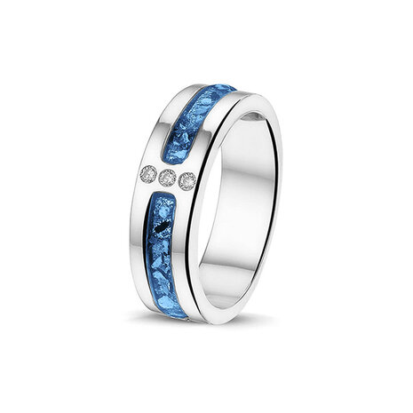 Zilveren as ring  2 asruimtes met Zirkonia of Diamant | sy-RG 024