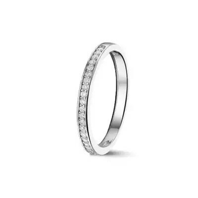 Zilveren aanschuif ring model rond met Zirkonia stackable | sy-RG 027