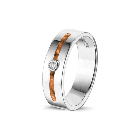 Zilveren as ring  2 asruimtes met Zirkonia | sy-RG 028