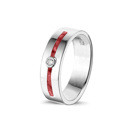Zilveren as ring  2 asruimtes met Zirkonia | sy-RG 028