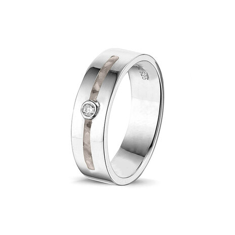 Zilveren as ring  2 asruimtes met Zirkonia | sy-RG 028